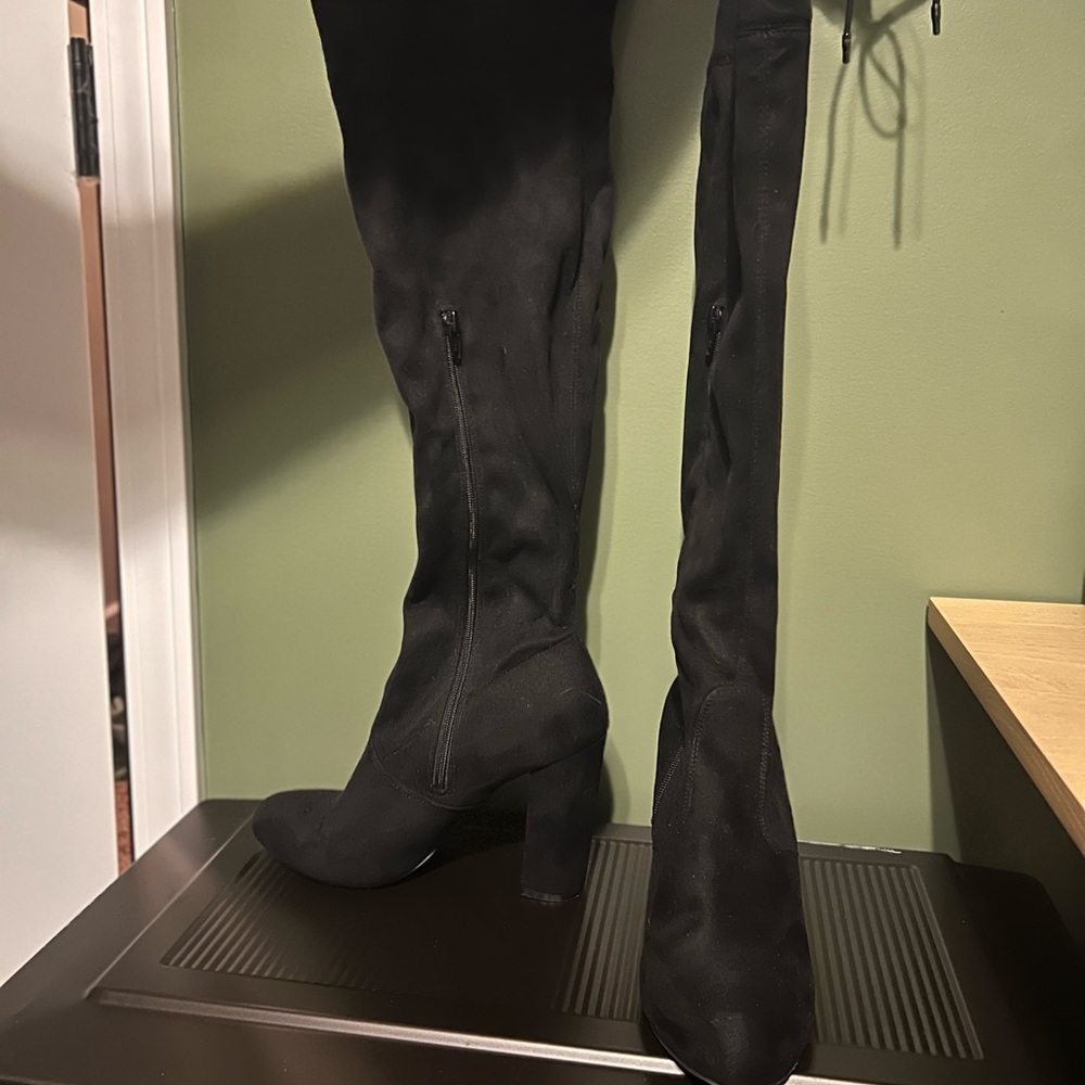 Over the knee wide calf black boots